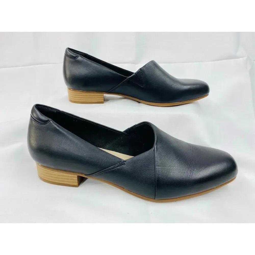 Clarks Navy Leather Loafers - Picture 1 of 9